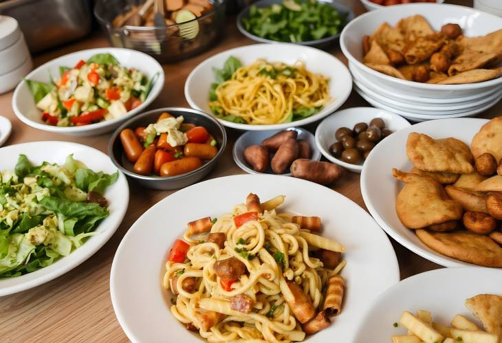 A Delicious Array of Salads, Pasta, and Snacks